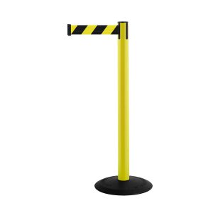 Tensabarrier® Popular Post with Retractable Belt, available in black red or yellow post colour, available flatpacked, Lawrence, Queueway, Tensator.