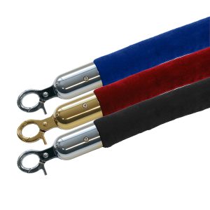 QueueWay® Economy Velour Barrier Rope, Available in Red or Blue or Black Rope Colour, QWYROPE-8RED2P, Lawrence, Tensator.