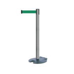 Tensabarrier® Retractable Rollabarrier Post Brushed Stainless Green