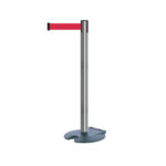Tensabarrier® Retractable Rollabarrier Post Brushed Stainless Red