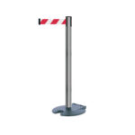 Tensabarrier® Retractable Rollabarrier Post Brushed Stainless Red Chevron