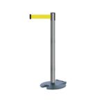 Tensabarrier® Retractable Rollabarrier Post Brushed Stainless Yellow