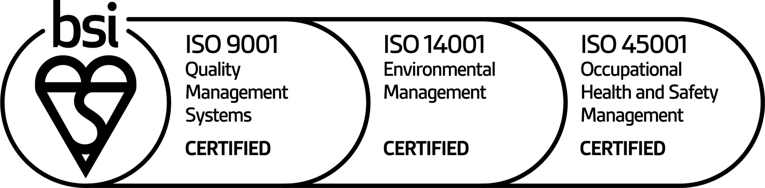 9001 14001 and 45001 BSI Accreditation